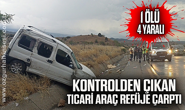 Kontrolden Çıkan Ticari Araç Refüje Çarptı