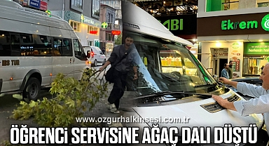 ÖĞRENCİ SERVİSİNE AĞAÇ DALI DÜŞTÜ