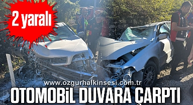 Otomobil duvara çarptı: 2 yaralı