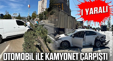 Otomobil ile kamyonet çarpıştı: 1 yaralı