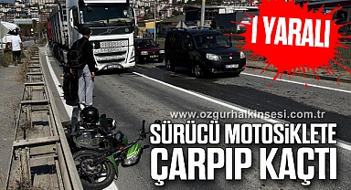Otomobil sürücüsü motosiklete çarpıp kaçtı; 1 yaralı