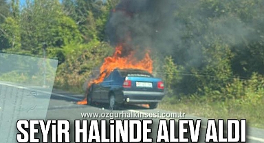 Seyir halinde alev aldı