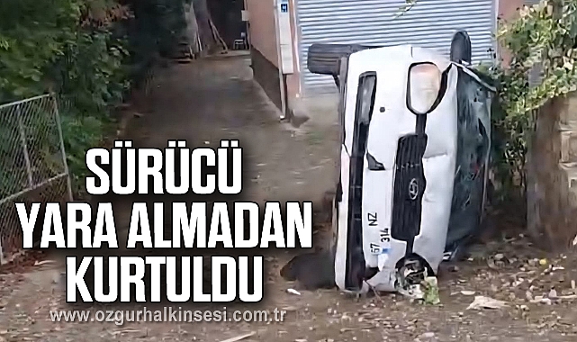 Sürücü yara almadan kurtuldu