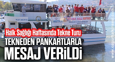 Tekneden pankartlarla mesaj verildi