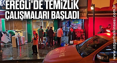 Ereğli'de yağış sonrası temizlik çalışmaları başladı