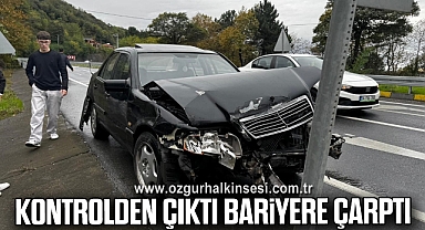 Kontrolden çıktı bariyere çarptı
