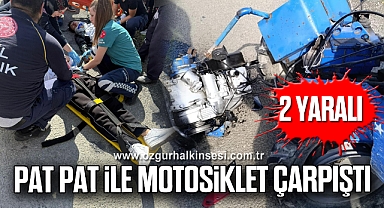 Pat Pat ile Motosiklet Çarpıştı: 2 Yaralı