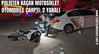 Polisten kaçan motosiklet otomobile çarptı: 2 yaralı