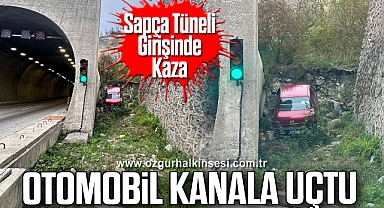 Sapça Tüneli Girişinde Kaza: Otomobil Kanala Uçtu