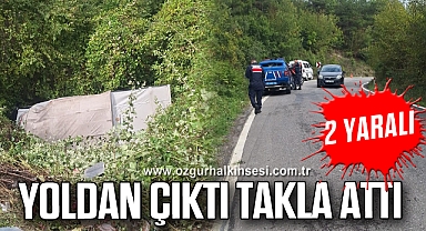 Yoldan çıktı takla attı: 2 yaralı