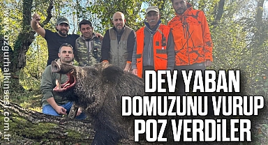 Dev Yaban Domuzunu Vurup Poz Verdiler