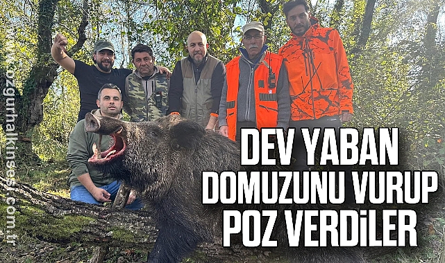 Dev Yaban Domuzunu Vurup Poz Verdiler
