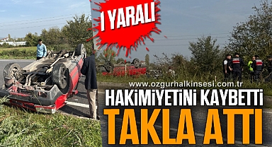 Hakimiyetini kaybetti, takla attı: 1 yaralı