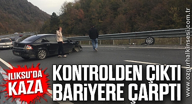 Kontrolden Çıkan Otomobil Bariyere Çarptı