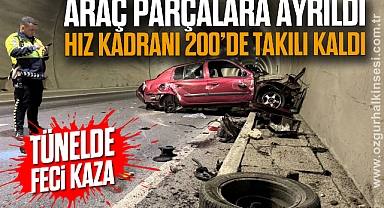 Tünelde feci kaza: Araç parçalara ayrıldı, hız kadranı 200'de takılı kaldı