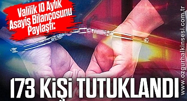 Valilik 10 Aylık Asayiş Bilançosunu Paylaştı: 173 Kişi Tutuklandı