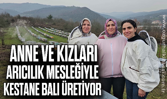 Anne ve kızları arıcılık mesleğiyle kestane balı üretiyor