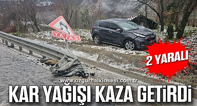 Kar yağışı kaza getirdi: 2 yaralı