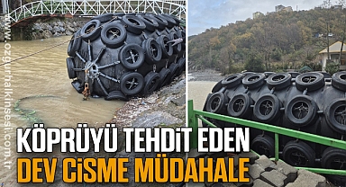 Köprüyü tehdit eden dev cisme itfaiye müdahalesi