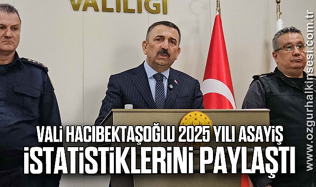 Vali Hacıbektaşoğlu, 2025 Yılı Asayiş İstatistikleri paylaştı