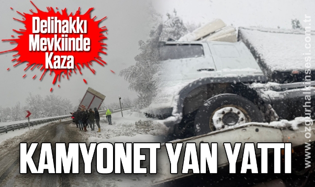 Delihakkı Mevkiinde Kaza: Kamyonet Yan Yattı