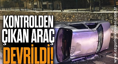 Devrilen otomobilde 1 kişi yaralandı