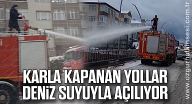 Karla kapanan yollar deniz suyuyla açılıyor