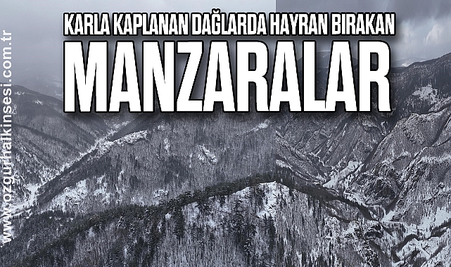  Karla kaplanan dağlarda hayran bırakan manzaralar