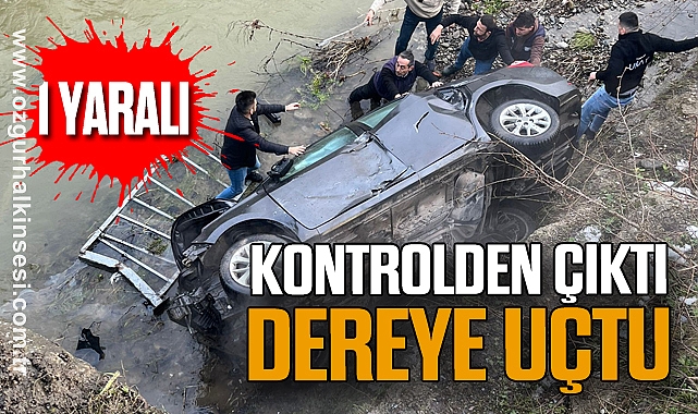 Kontrolden çıktı dereye uçtu; 1 yaralı