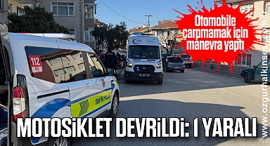 Otomobile çarpmamak için manevra yaptı: Motosiklet devrildi: 1 yaralı