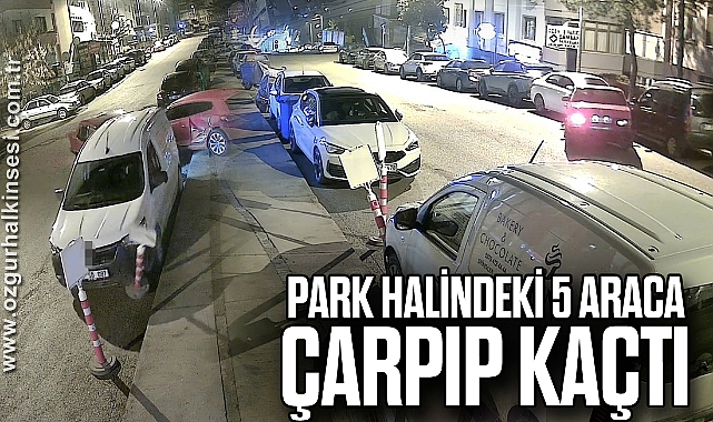 Park halindeki 5 araca çarpıp kaçtı