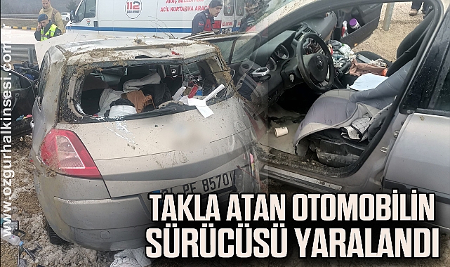 Takla atan otomobilin sürücüsü yaralandı