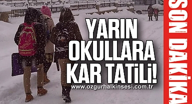 YARIN OKULLARA KAR TATİLİ!