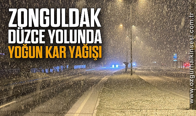 Zonguldak-Düzce yolunda yoğun kar yağışı