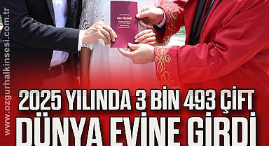 2025 yılında 3 bin 493 çift dünyaevine girdi