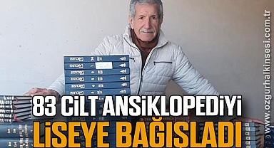 83 CİLT ANSİKLOPEDİYİ LİSEYE BAĞIŞLADI