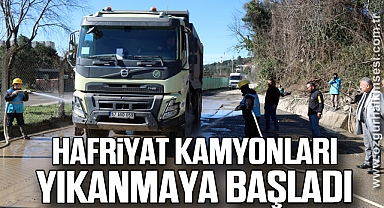 HAFRİYAT KAMYONLARI YIKANMAYA BAŞLADI
