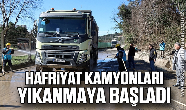 HAFRİYAT KAMYONLARI YIKANMAYA BAŞLADI