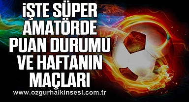 İŞTE SÜPER AMATÖRDE PUAN DURUMU VE HAFTANIN MAÇLARI