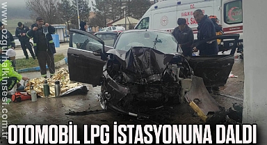 Otomobil LPG İstasyonuna Daldı