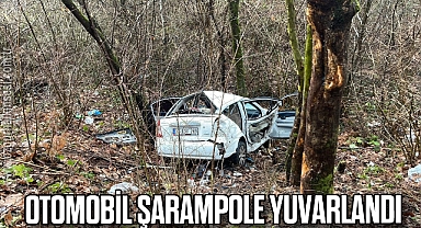Otomobil şarampole yuvarlandı