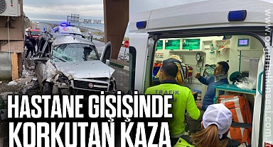 Panelvan araç hastanenin güvenlik kulübesine çarptı