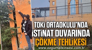 TOKİ Ortaokulu’nda istinat duvarında çökme tehlikesi