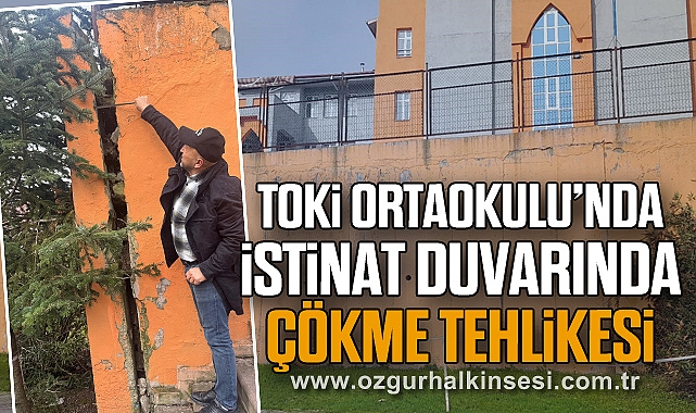 TOKİ Ortaokulu’nda istinat duvarında çökme tehlikesi