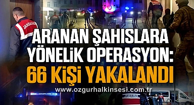 Aranan Şahıslara Yönelik Operasyon: 66 Kişi Yakalandı