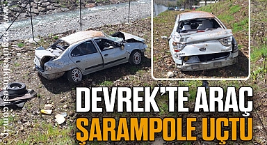 DEVREK’TE ARAÇ ŞARAMPOLE UÇTU
