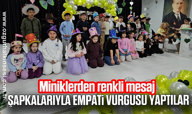 Miniklerden renkli mesaj, şapkalarıyla empati vurgusu yaptılar