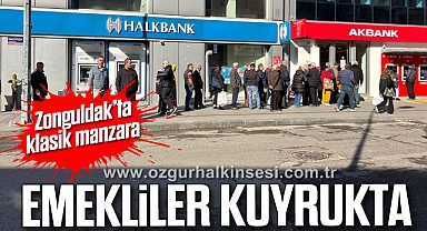 Zonguldak’ta klasik manzara: Emekliler kuyrukta