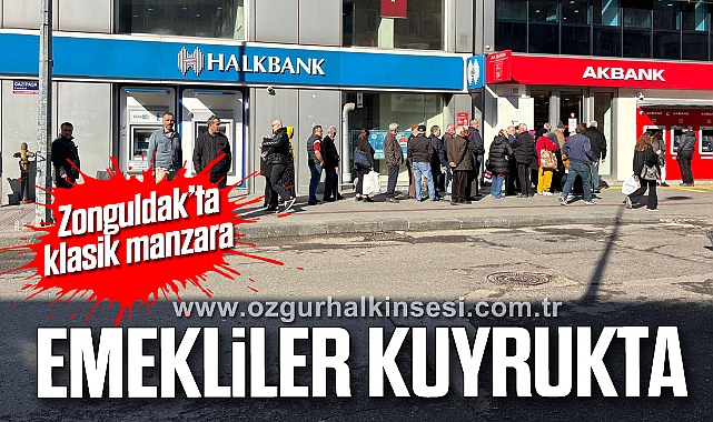 Zonguldak’ta klasik manzara: Emekliler kuyrukta