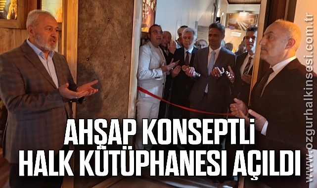 Ahşap konseptli halk kütüphanesi açıldı
